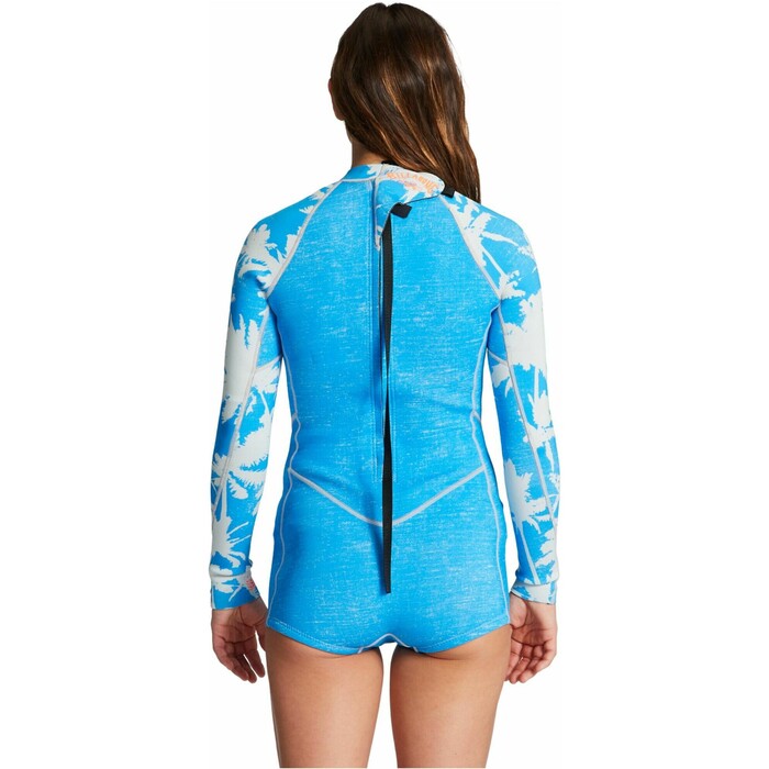 2024 Billabong Frauen Spring Fever 2mm Rckenreiverschluss Langrmel Shorty ABJW400101 - Blue Hawaii